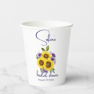 Gobelets En Papier Fleur sauvage jaune violet aquarelle 