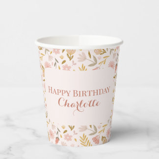 Gobelets En Papier Fleur sauvage rose Pastel