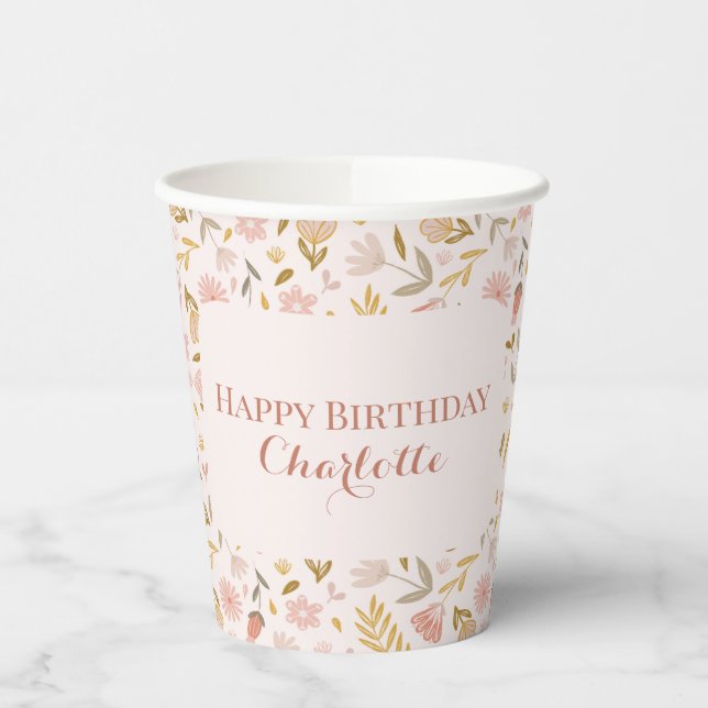 Gobelets En Papier Fleur sauvage rose Pastel (Gauche)