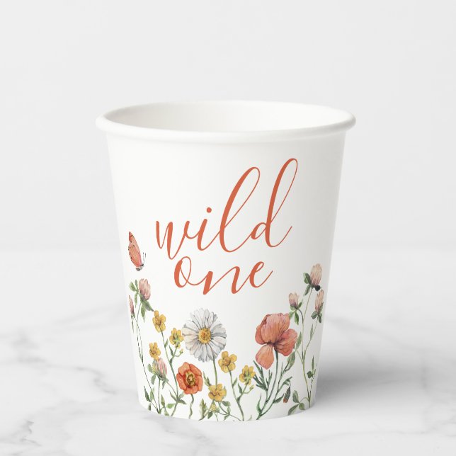 Gobelets En Papier Fleur sauvage Wild One Premier anniversaire (Recto)