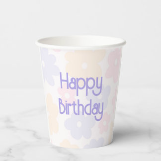 Gobelets En Papier Fleurs Arc-en-ciel Anniversaire