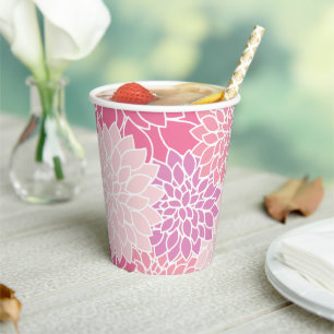 Gobelets En Papier Fleurs Dahlia, Motif De Fleurs, Dahlia Rose