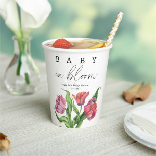 Gobelets En Papier Fleurs de bouquet rouge aquarelle - bébé en fleurs