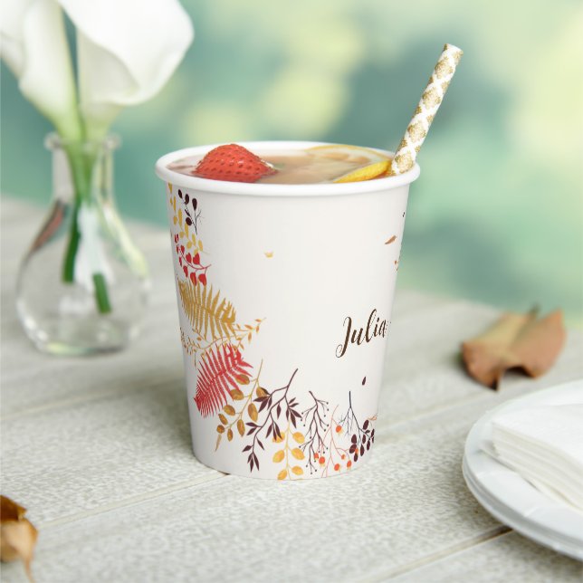 Gobelets En Papier Fleurs de forêt sauvage Mariage de feuillage de ch (Insitu)