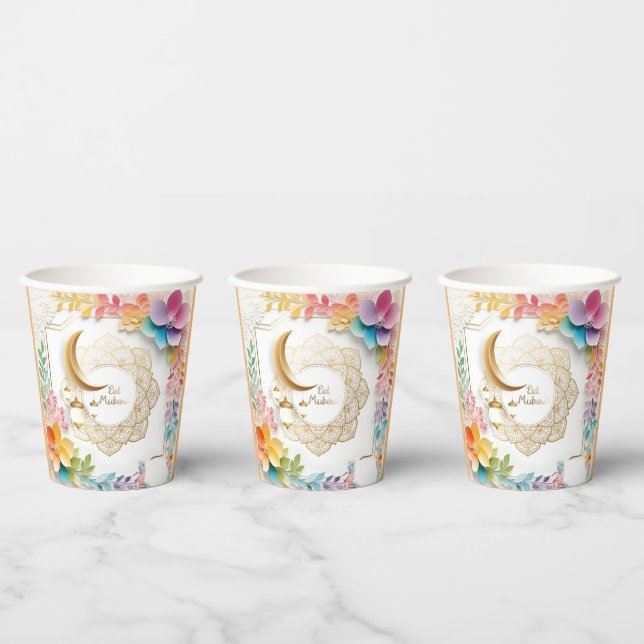 Gobelets En Papier Fleurs de l'Aïd : (Multi)