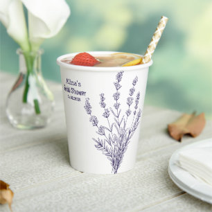 Gobelets En Papier Fleurs de lavande française personnalisées Cups en