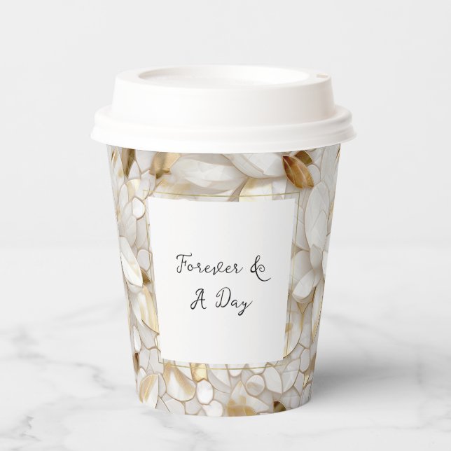 Gobelets En Papier Fleurs de Lotus Or Blanc (Recto)