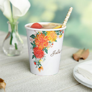 Gobelets En Papier Fleurs de mariage de Dahlia de printemps jaune ora