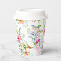 Fleurs de mariage Lys et oiseaux Aquarelle