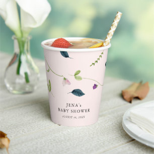 Gobelets En Papier Fleurs de pois doux Baby shower fille