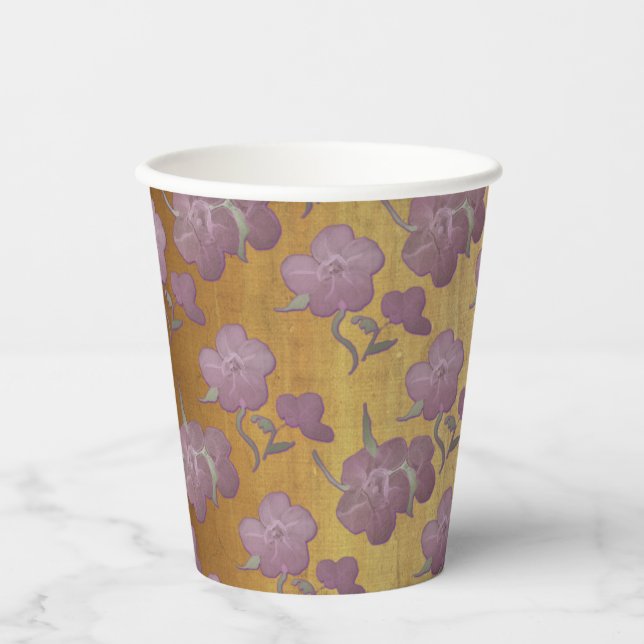 Gobelets En Papier Fleurs de prunes poussiéreuses à l'edwardienne sur (Recto)