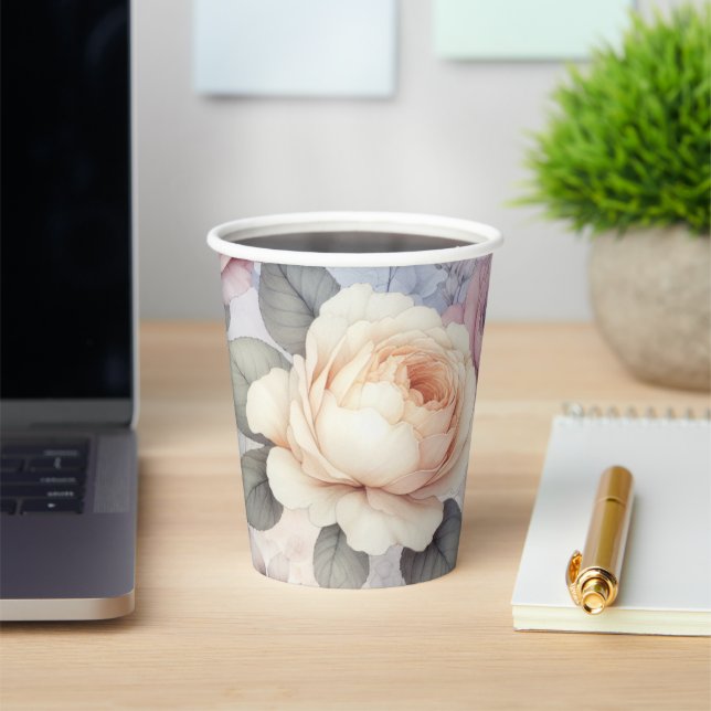 Gobelets En Papier Fleurs de rose élégantes (Insitu)