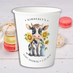 Gobelets En Papier Fleurs de soleil de vache mignonne Moderne Baby sh