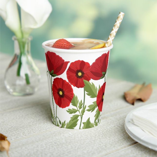 Gobelets En Papier Fleurs d'été joyeuses floraison de pavot (Insitu)