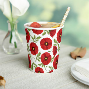 Gobelets En Papier Fleurs d'été joyeuses floraison de pavot