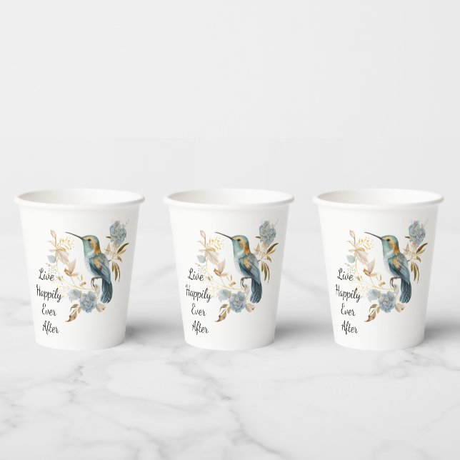 Gobelets En Papier Fleurs d'Hydrangée de colibri (Multi)