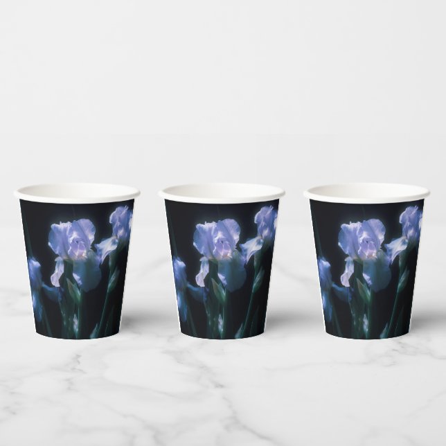 Gobelets En Papier Fleurs d'Iris au Crépuscule (Multi)