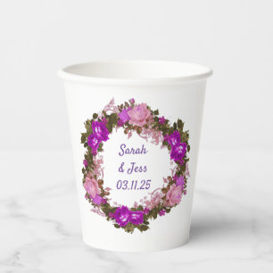 Gobelets En Papier Fleurs Enchantées : Couronne Florale Exquise Viole