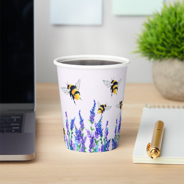 Gobelets En Papier Fleurs et abeilles coupes de papier (Insitu)