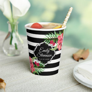 Gobelets En Papier Fleurs Exotiques - Graduations Papier Cu