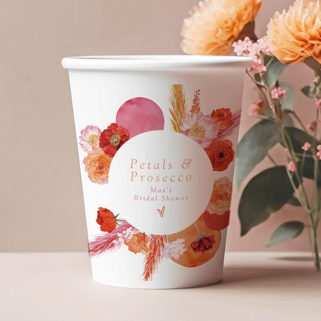 Gobelets En Papier Fleurs Florales MAX et Prosecco pour une Mariée à  (Créateur téléchargé)
