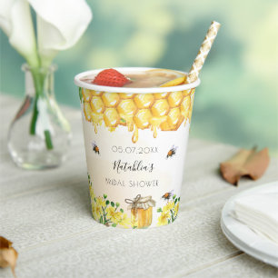 Gobelets En Papier Fleurs jaunes en nid d'abeilles pour la douche de