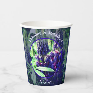 Gobelets En Papier Fleurs Lupine Mariage personnalisé