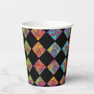 Gobelets En Papier Fleurs Psychedéliques Diamants Abstrait Coloré