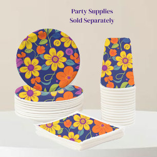 Gobelets En Papier Fleurs rétro colorées - Style Dopamine