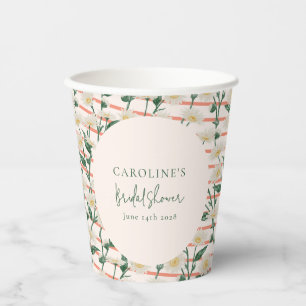 Gobelets En Papier Fleurs Rétro de Marguerites Vertes Mariage Cérémon