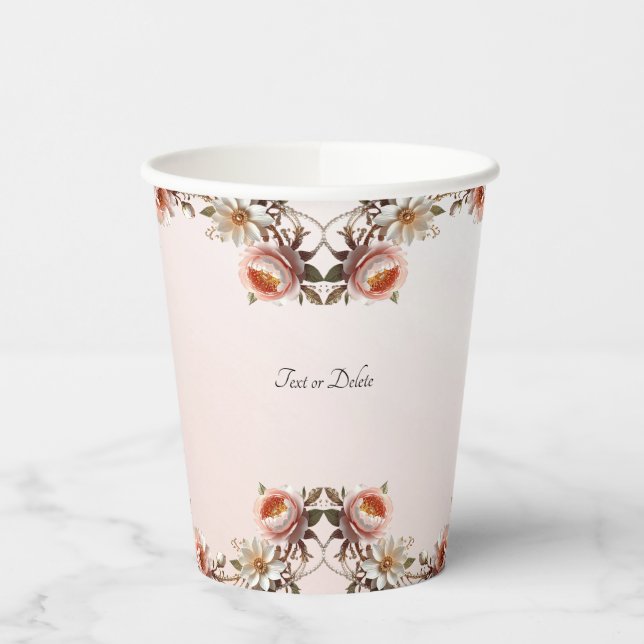 Gobelets en papier Fleurs roses et blanches décora (Gauche)