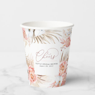 Gobelets En Papier Fleurs roses rousses Orchidées blanches et laiton