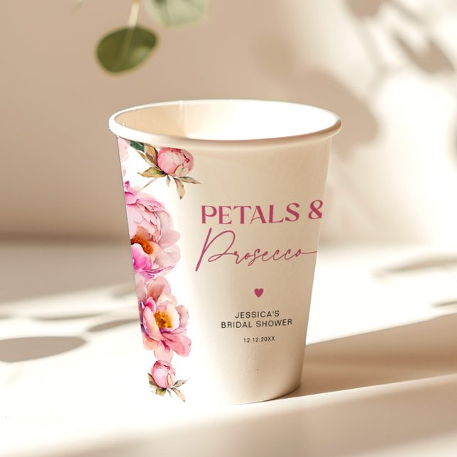 Gobelets En Papier Fleurs roses vives et bride de prosecco (Créateur téléchargé)