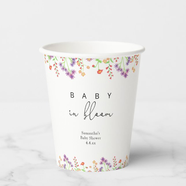 Gobelets En Papier Fleurs sauvages - Bébé en fleurs (Recto)