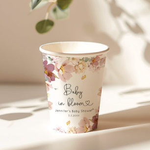 Gobelets En Papier Fleurs sauvages bébé en fleurs baby shower