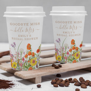 Gobelets En Papier Fleurs Sauvages Colorées Floral Campagnard Adieu M