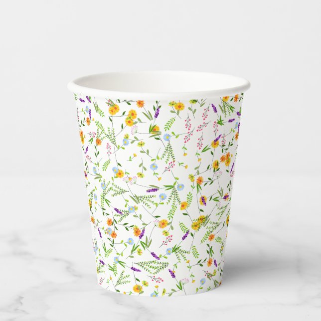 Gobelets En Papier Fleurs sauvages de printemps été (Recto)