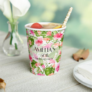 Gobelets En Papier Fleurs tropicales élégantes