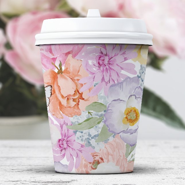 Gobelets En Papier Fleurs Vives et Audacieuses (Bold Bright Floral Paper Cups by Painted Paperie
)