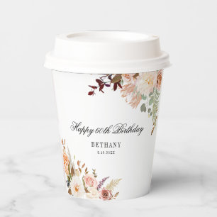 Gobelets En Papier Floral 60e fête d'anniversaire Custom