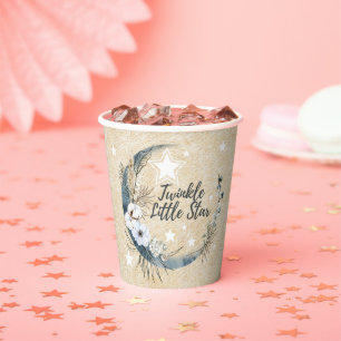 Gobelets En Papier Floral Blanc Twinkle Petit Baby shower étoile