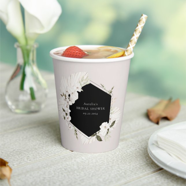 Gobelets en papier floral bohème élégant (Insitu)