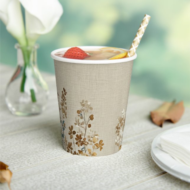 Gobelets En Papier floral prairie ambre (Insitu)
