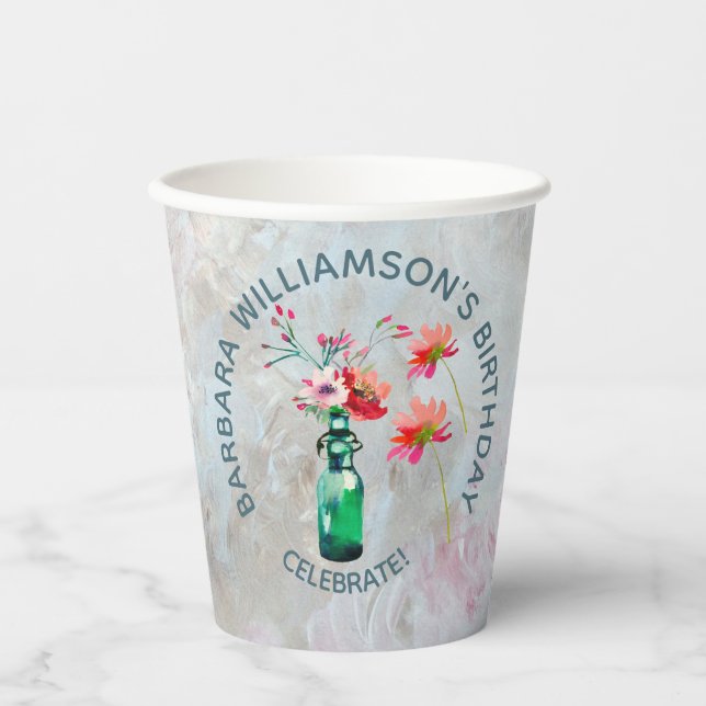 Gobelets En Papier Floral Special Friend Anniversaire Party  (Recto)