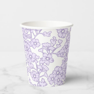 Gobelets En Papier Floral Trellis Purple - White