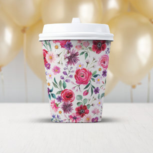 Gobelets en papier floraux colorés