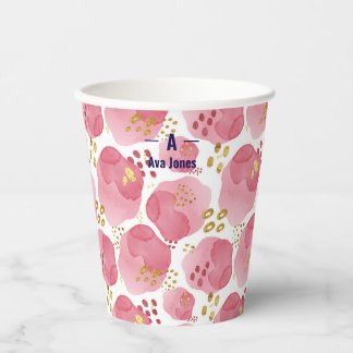 Gobelets en papier floraux roses personnalisés – A