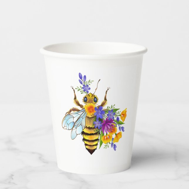 Gobelets En Papier Flower bee with wild plants (Recto)