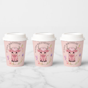Gobelets En Papier Fluffy Rose Highlands Scottish Cow