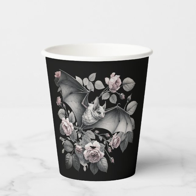 Gobelets En Papier Flying Bat Halloween (Recto)